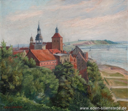 Graudenz, Ausblick vom Schlossberg, 1943, 64,3x56 cm, Öl auf Leinwand, Privatbesitz (WV-Nr. 944)