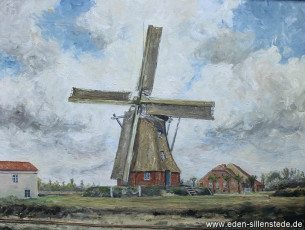 Heidmühle, Mühle um 1900, 1960er, 90x68 cm, Öl auf Leinwand, Besitz Landessparkasse Heidmühle (WV-Nr. 930)