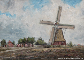 Heidmühle, Mühle um 1900, um 1960, 69x48,5 cm, Öl auf Leinwand, Privatbesitz (WV-Nr. 102)