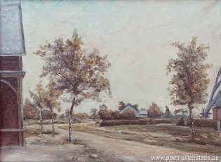 Heidmühle, Oldenburger Straße um 1900, 1940er, 54x40 cm, Öl auf Leinwand, Besitz Stadt Schortens (WV-Nr. 1101)