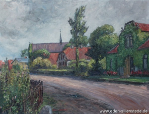 Hohenkirchen, Dorfstraße, 1960er, 66,1x50,6 cm, Öl auf Leinwand, Privatbesitz (WV-Nr. 1213)