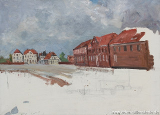 Hooksiel, Alter Hafen, 1974, 66x48 cm, Öl auf Leinwand, Nachlass Arthur Eden (WV-Nr. 127)