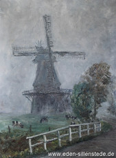 Horumersiel, Stumpenser Mühle, 1960er, 48,2x64,3 cm, Öl auf Leinwand, Privatbesitz (WV-Nr. 1212)