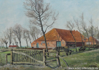 Horumersiel, Umland, Gulfhof in Wiardergroden, 42x30 cm, Öl auf Leinwand, Besitz Schlossmuseum Jever (WV-Nr. 795)