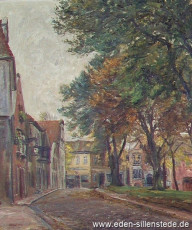 Jever, Stadt, Am Kirchplatz, Blick auf das Rathaus, 1930er, 61x71 cm, Privatbesitz (WV-Nr. 1126)