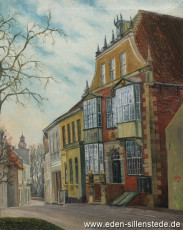 Jever, Stadt, Am Kirchplatz, Rathaus, 1936, 53x66 cm, Öl auf Leinwand, Besitz Stadt Jever (WV-Nr. 837)