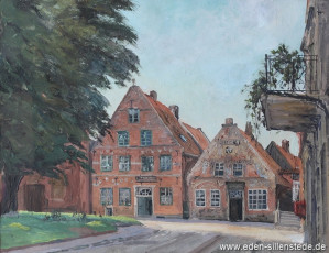 Jever, Stadt, Am Kirchplatz, Scharzer Bär, 1940er, 41x31,5 cm, Tempera, Privatbesitz (WV-Nr. 1062)