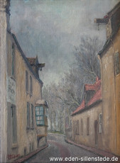 Jever, Stadt, Am Wall, 1940er, 24,5x33cm, Öl auf Holz, Privatbesitz (WV-Nr. 1061)
