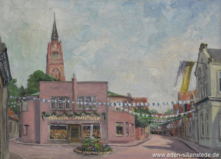 Jever, Stadt, Burgstraße, Das Fest der Turner, 1952, 66,5x48,5 cm, Öl auf Leinwand, Besitz Schlossmuseum Jever (WV-Nr. 709)