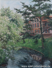 Jever, Stadt, Gasthof zur Traube, 1958, 50,3x66,3 cm, Öl auf Leinwand, Privatbesitz (WV-Nr. 1335)