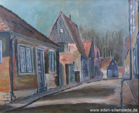 Jever, Stadt, Hopfenzaun, 1920-30er, 33x27,5 cm, Öl auf Holz, Privatbesitz (WV-Nr. 1190)