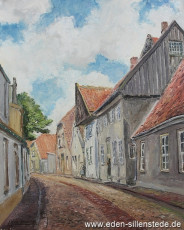 Jever, Stadt, Hopfenzaun, 1965, 48x60 cm, Öl auf Leinwand, Besitz Schlossmuseum Jever (WV-Nr. 767)