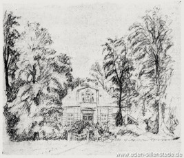 Jever, Stadt, Jürgens Dreesche, 1949, Bleistiftzeichnung, Quelle NWZ Jeversche Nachrichten 28.05.1949 (WV-Nr. 1288)