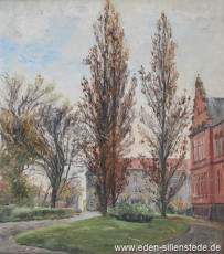 Jever, Stadt, Mariengymnasium, 1930-40er, 60,5x68 cm, Öl auf Leinwand, Privatbesitz (WV-Nr. 1165)