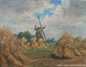 Jever, Stadt, Mühle bei Jever, Stadt, 1950er, 50x40 cm, Öl auf Leinwand, Privatbesitz (WV-Nr. 667)