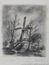 Jever, Stadt, Schlachtmühle, 1940-50er, 25x31 cm, Kohlezeichnung, Besitz Schlossmuseum Jever (WV-Nr. 775)