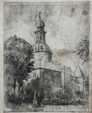Jever, Stadt, Schloss, 1920er, 19,5x25cm, Radierung, Nachlass Arthur Eden (WV-Nr. 1301)