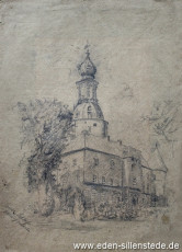 Jever, Stadt, Schloss, 1930er, 15x22 cm, Bleistiftzeichnung, Nachlass Arthur Eden (WV-Nr. 69)