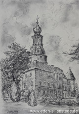 Jever, Stadt, Schloss, 1940-50er, 22x31 cm, Kohlezeichnung, Privatbesitz (WV-Nr. 869)