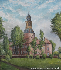 Jever, Stadt, Schloss, 1950-60er, 56x64,5 cm, Öl auf Leinwand, Privatbesitz (WV-Nr. 544)