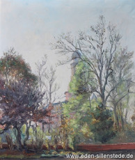 Jever, Stadt, Schloss, 1950er, 60,7x70,2 cm, Öl auf Leinwand, Privatbesitz, (WV-Nr. 1058)