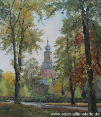 Jever, Stadt, Schloss, 1950er, 60x69 cm, Öl auf Leinwand, Privatbesitz Jever (WV-Nr. 822)