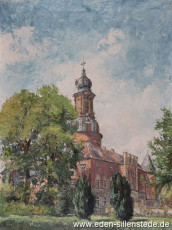 Jever, Stadt, Schloss, 1952, 60x80 cm, Öl auf Leinwand, Privatbesitz (WV-Nr. 1262)