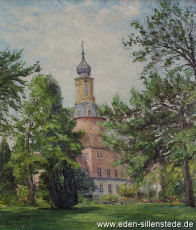Jever, Stadt, Schloss, 1960er, 60x70 cm, Öl auf Leinwand, Privatbesitz (WV-Nr. 1434)