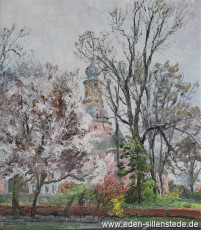 Jever, Stadt, Schloss, 1960er, 60x70,5 cm, Öl auf Leinwand, Privatbesitz (WV-Nr. 1131)