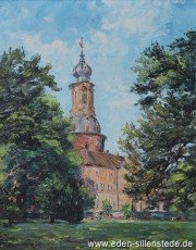 Jever, Stadt, Schloss, 1963, 50,3x64,2 cm, Öl auf Leinwand, Privatbesitz (WV-Nr. 1205)