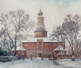 Jever, Stadt, Schloss mit Haupttor, 1962, Öl auf Leinwand, Besitz Landkreis Friesland (WV-Nr. 652)