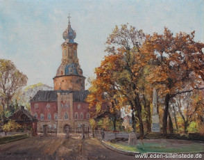 Jever, Stadt, Schloss mit Haupttor, um 1963, 74x58 cm, Öl auf Leinwand, Privatbesitz (WV-Nr. 1323)