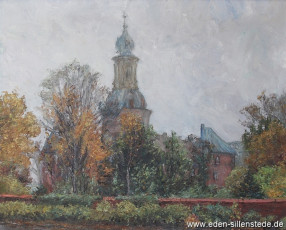 Jever, Stadt, Schloss, um 1960, 70x56,5 cm, Öl auf Leinwand, Privatbesitz (WV-Nr. 1228)