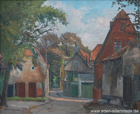 Jever, Stadt, Steinstraße, 1940er, 49,5x41,5 cm, Öl auf Leinwand, Privatbesitz (WV-Nr. 1460)
