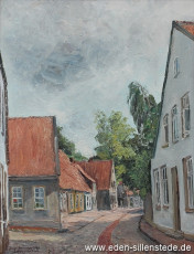 Jever, Stadt, Steinstraße, 1965, 46,3x60,3 cm, Öl auf Leinwand, Privatbesitz (WV-Nr. 1465)