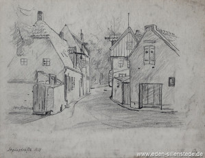 Jever, Stadt, Steinstraße-Am Wall, 1939, 27x21 cm, Bleistiftzeichnung, Nachlass Arthur Eden (WV-Nr. 182)