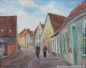 Jever, Stadt, Steinstraße, um 1933, 75x59 cm, Öl auf Leinwand, Besitz Schlossmuseum Jever (WV-Nr. 1274)