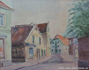 Jever, Stadt, Wasserpfortstraße, 1940er, 39,5x31 cm, Aquarell, Besitz Schlossmuseum Jever (WV-Nr. 1220)