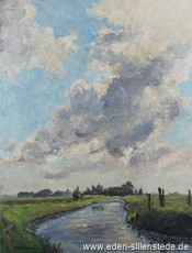 Jever, Umland, Am Hookstief, 1950er, 55,5x70 cm, Öl auf Leinwand, Besitz Schlossmuseum Jever (WV-Nr. 738)