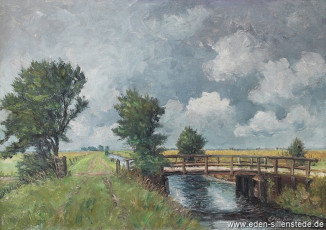 Jever, Umland, Am Hookstief, 1952, 77x54,5 cm, Öl auf Leinwand, Privatbesitz (WV-Nr. 1174)