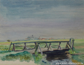 Jever, Umland, Brücke über dem Kreuztief, 1944, 42x32,3 cm, Besitz Schlossmuseum Jever (WV-Nr. 803)