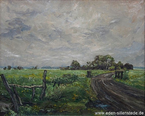 Jever, Umland, Clevernser Sietwendung, 1960er, 51x48 cm, Öl auf Leinwand, Privatbesitz (WV-Nr. 1034)