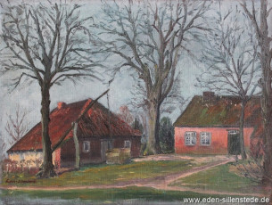 Jever, Umland, Hinter Cleverns, um 1920, 44,5x33 cm, Öl auf Holz, Privatbesitz (WV-Nr. 1008)