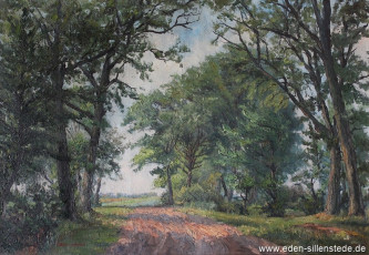 Jever, Umland, Schurfenser Weg, 1950er, 78x54 cm, Öl auf Leinwand, Privatbesitz (WV-Nr. 677)
