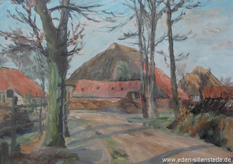 Jever, Umland, Vorfrühling in Möns, 1954, 47x33 cm, Tempera, Privatbesitz (WV-Nr. 1325)