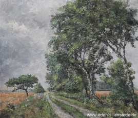 Jever, Umland, Wiedeler Weg, 1960er, 70,5x60,5 cm, Öl auf Leinwand, Privatbesitz (WV-Nr. 1009)