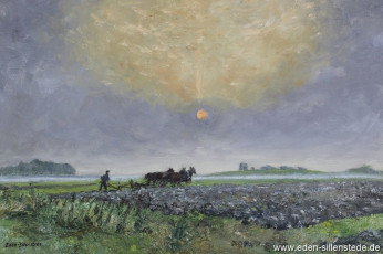 Kniphausen, Abendstimmung, 1973, 72,5x48 cm, Öl auf Leinwand, Nachlass Arthur Eden (WV-Nr. 83)