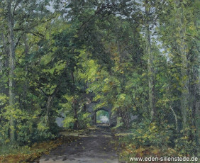 Kniphausen, Allee zur Burg, 1960er, 66,3x54 cm, Öl auf Leinwand, Privatbesitz (WV-Nr. 474)