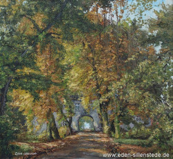 Kniphausen, Allee zur Burg, 1960er, 71x64,3 cm, Öl auf Leinwand, Privatbesitz (WV-Nr. 970)