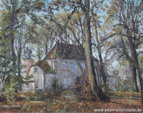 Kniphausen, Eingangsportal der Burg, 1960er, 76x60 cm, Öl auf Leinwand, Privatbesitz (WV-Nr. 701)